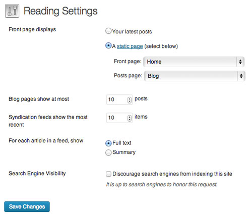 Wordpress Custom Homepage