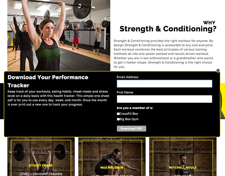Coollect email addresses on your gym website - CrossFit