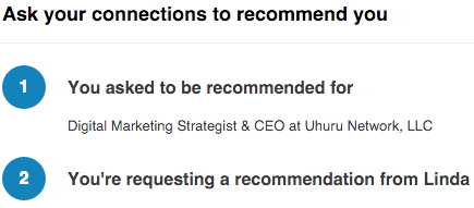 Ask for specific recommendations on LinkedIn