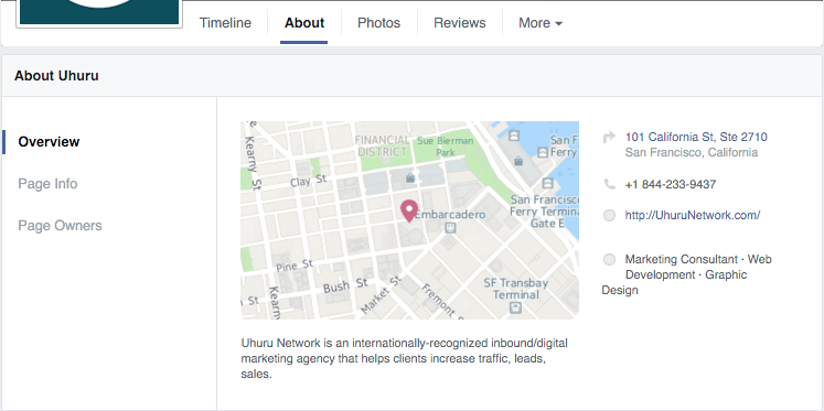 Basic Info on your facebook page