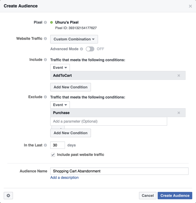 Create custom audience facebook