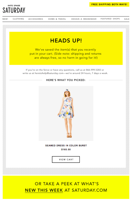 Cart abandonment email example 3