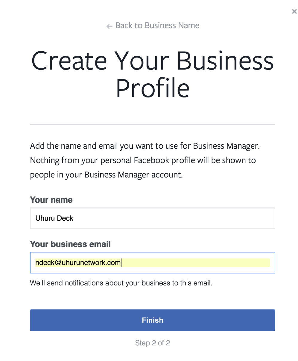 access facebook Business manager create business profile