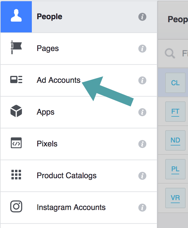 access facebook business manager ad accounts button