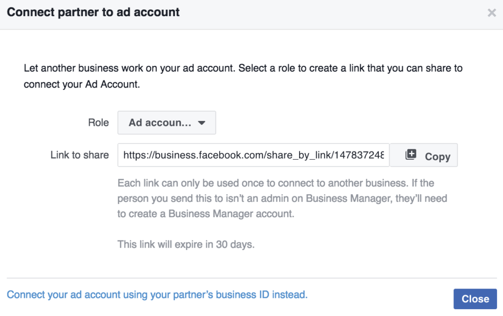 access facebook business manager connect partner ad account
