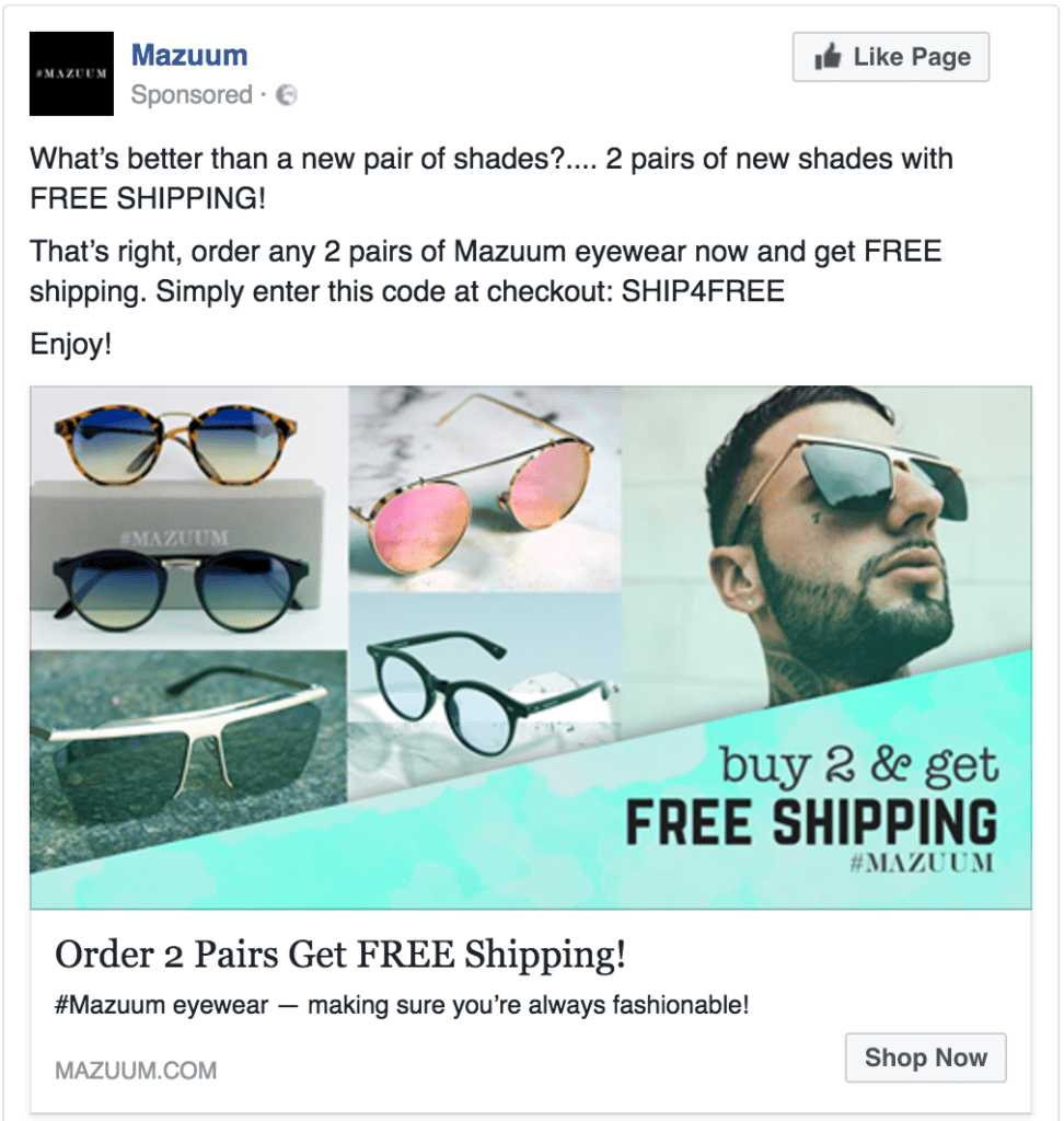 Facebook Ad images mazzum buy 2 get 1