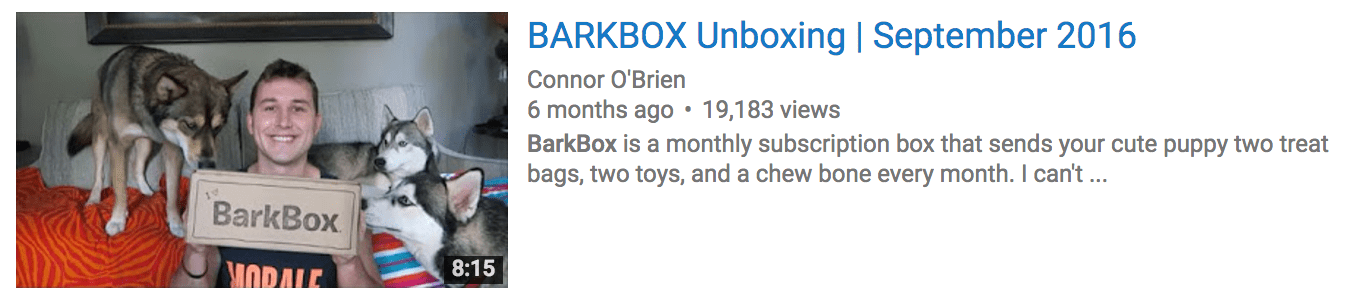 subscription box marketing Barkbox monthly unboxing video example