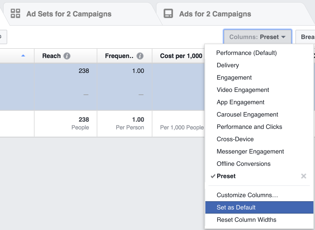 facebook marketing strategy custom report selection