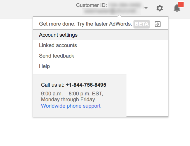 AdWords account settings